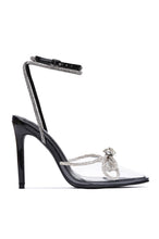 Load image into Gallery viewer, Moments - Black Bow Rhinestone Strap Heels
