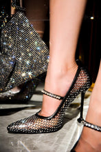 Load image into Gallery viewer, Embellish - Black Rhinestone Mesh Closed Pointy Toe Heel
