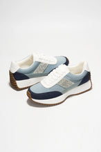 Load image into Gallery viewer, Ava - Denim Lace-up Platform Sneaker W/Rhinestone Strip
