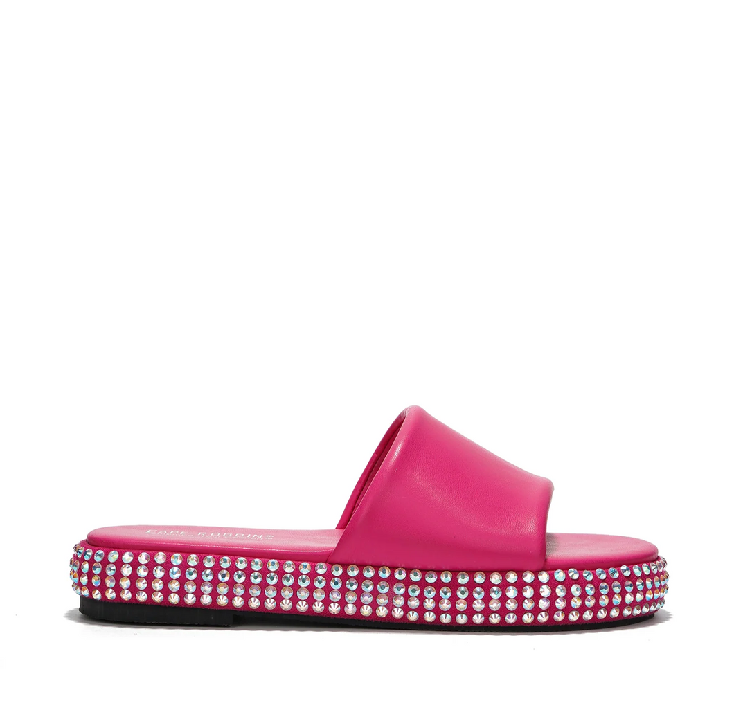 Dazzle - Pink Slide Sandal W/Rhinestones