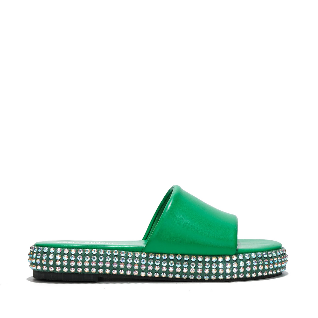 Dazzle - Green Slide Sandal W/Rhinestones