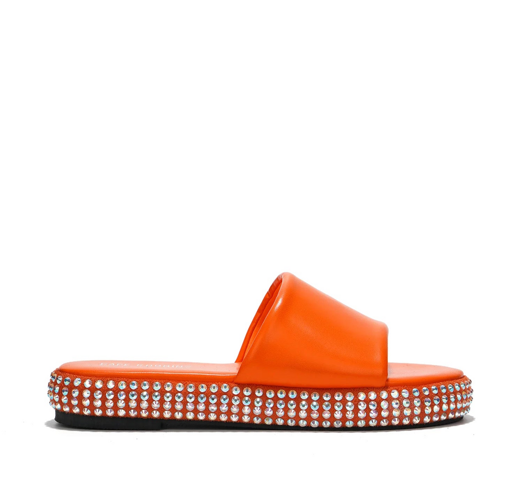 Dazzle - Orange Slide Sandal W/Rhinestones