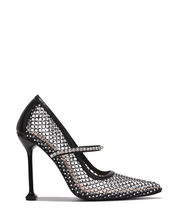 Load image into Gallery viewer, Embellish - Black Rhinestone Mesh Closed Pointy Toe Heel
