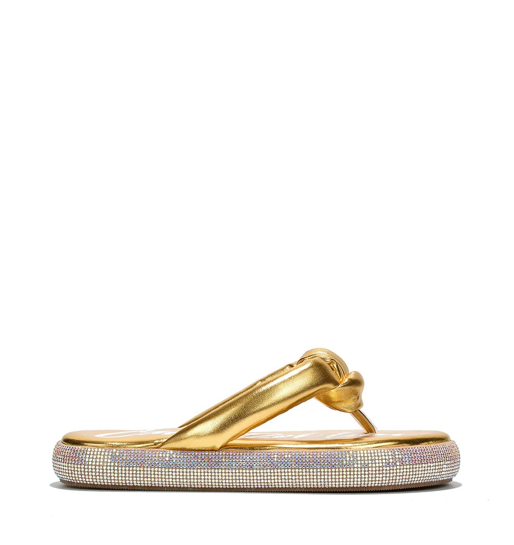 Cloud 9 - Gold Puffy Flat Sandal