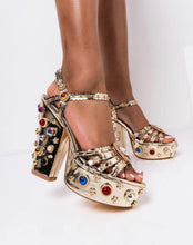 Load image into Gallery viewer, Goddess - Gold Jeweled Heel
