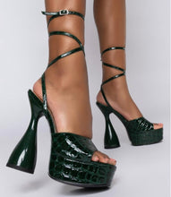 Load image into Gallery viewer, Savage - Green Croc Strap Heel

