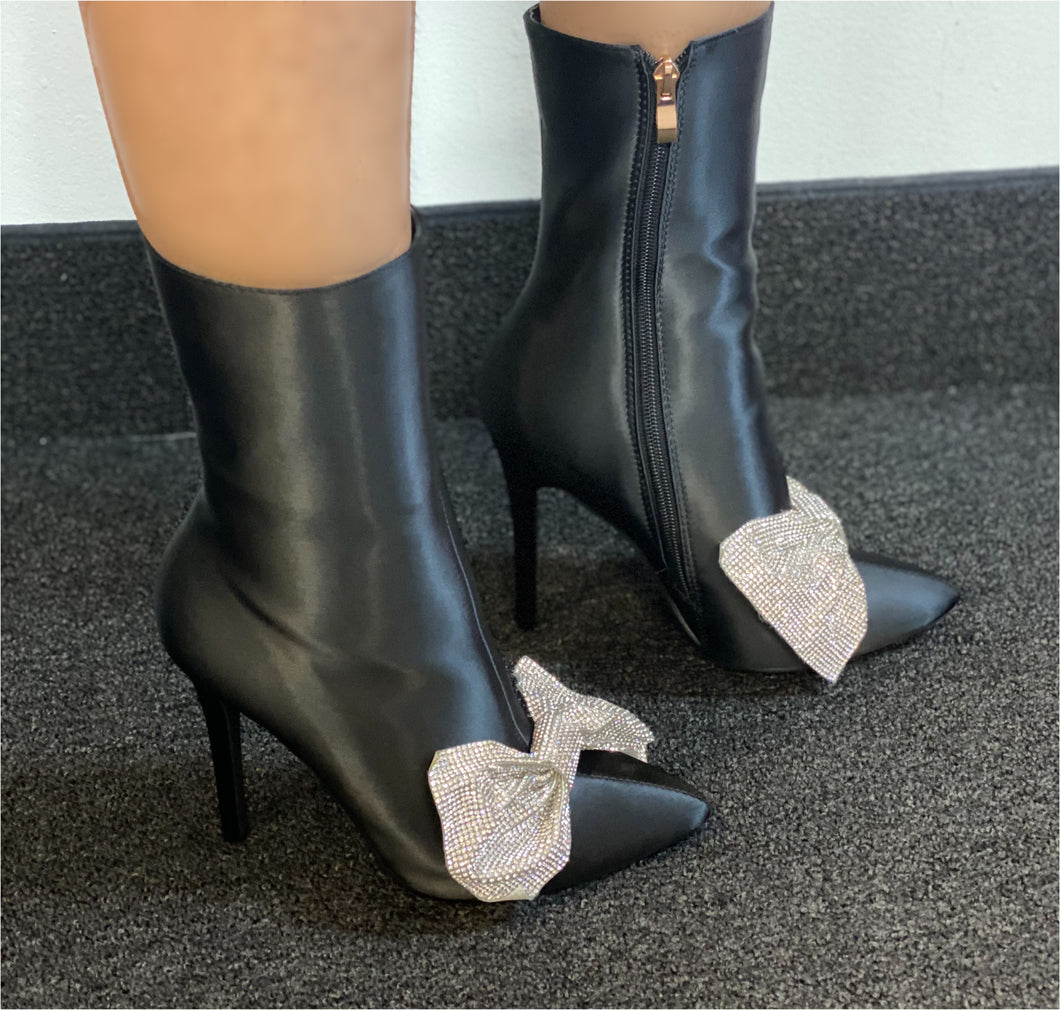 Timeless - Black Rhinestone Bow Bootie