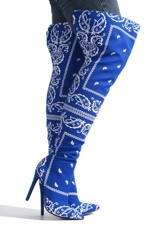 Bandanna - Blue Thigh High Boot