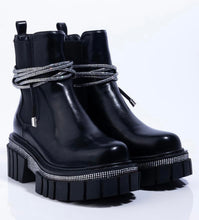 Load image into Gallery viewer, Vibe - Black Rhinestone Rope Boot
