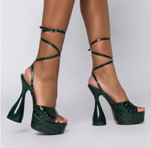 Load image into Gallery viewer, Savage - Green Croc Strap Heel
