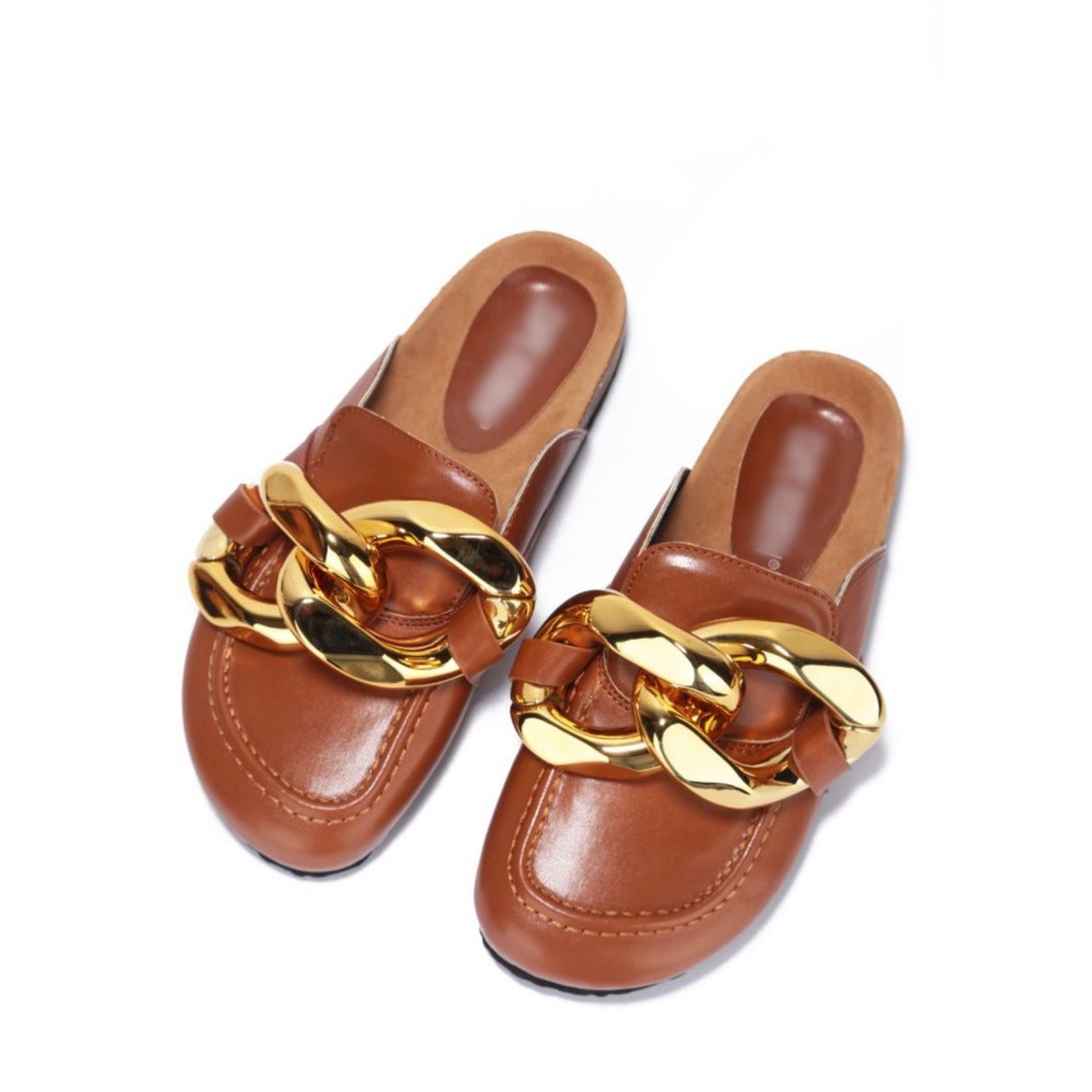 Sophisticated - Tan Slide W/Gold Chain