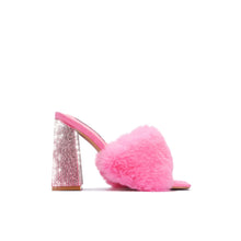 Load image into Gallery viewer, Temptation - Pink Faux Fur Rhinestone Heel
